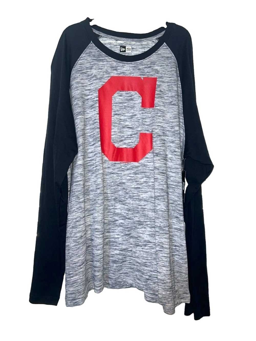 New Era Men's XXL Cleveland Indians Guardians Long Sleeve Raglan Crew Neck Tee